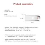 2TB Metal Usb 3.0 Flash Drives High Speed Pendrive 1TB 512GB Usb Drive Portable SSD Memoria Usb Flash Disk TYPE-C Adapter - Image 6