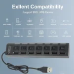 Coolcirc High Speed 7 Ports USB HUB 2.0 Adapter Expander Multi USB Splitter Multiple Extender with LED Lamp Switch for PC Laptop - Image 2