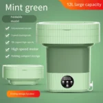 13L Ultrasonic Big Capacity Folding Washing Machine  With Drain Basket  For Apartment Travel Underwear Portable Mini Washer EU - Image 2
