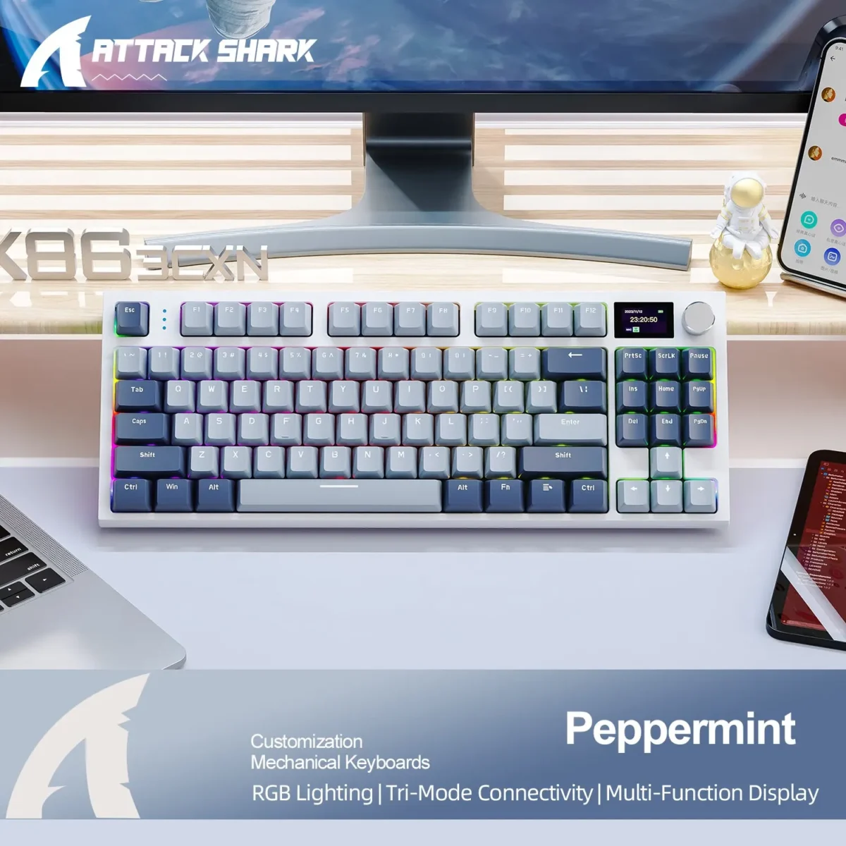 K86 Wireless Hot-Swappable Mechanical Keyboard Bluetooth/2.4g With Display Screen and Volume Rotary Button for Games and Work - Image 8