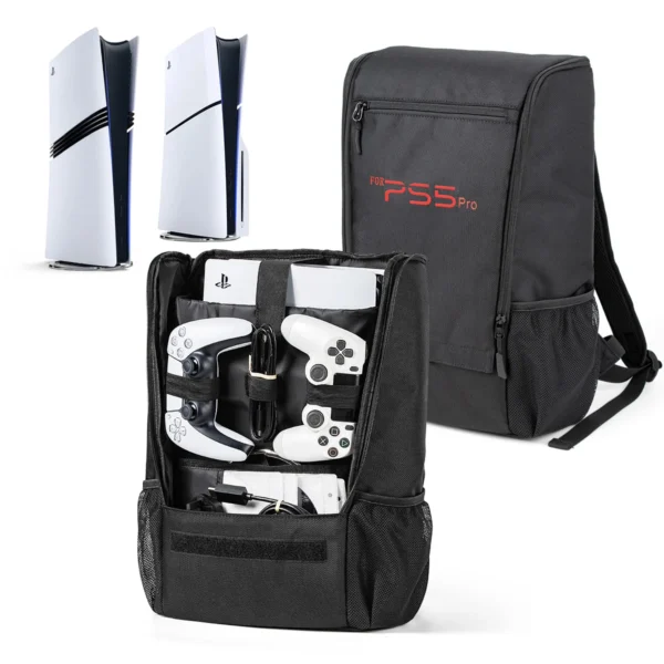 Gaming Backpack for PS5 Pro Console and Accessories Protective Travel Carrying Case Large Capacity Bag Compatible with PS5 Slim