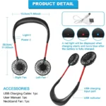 Best Seller Wearable Leafless Fan USB Rechargeable Bladeless Cooling Mini Foldable Portable Travel Sports Neck Fan - Image 4