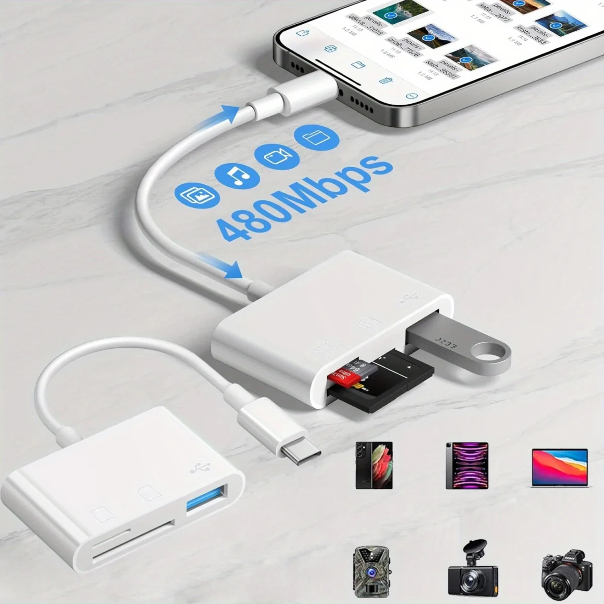 USB C To SD/TF Memory Card Reader, 3-in-1 USB C Card Read Compatible With iPhone 15 Pro iPad Mac MacBook Laptop Android,PC & Acc - Image 7