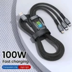 100W Fast Charging Cable Multi Charger Cable Nylon Braided Multiple USB Universal 3 in 1 Charging Cord Adapter with Type-C Micro - Image 5
