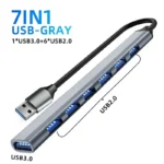 7 Ports USB 3.0 Type C HUB Expander Splitter High Speed OTG Adapter Docking Station For LaptopPC Hard Drive Mouse Keyboard - Image 3