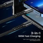 100W Fast Charging Cable Multi Charger Cable Nylon Braided Multiple USB Universal 3 in 1 Charging Cord Adapter with Type-C Micro - Image 6