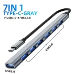 7 Ports USB 3.0 Type C HUB Expander Splitter High Speed OTG Adapter Docking Station For LaptopPC Hard Drive Mouse Keyboard - Image 2
