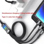 100W Fast Charging Cable Multi Charger Cable Nylon Braided Multiple USB Universal 3 in 1 Charging Cord Adapter with Type-C Micro - Image 4