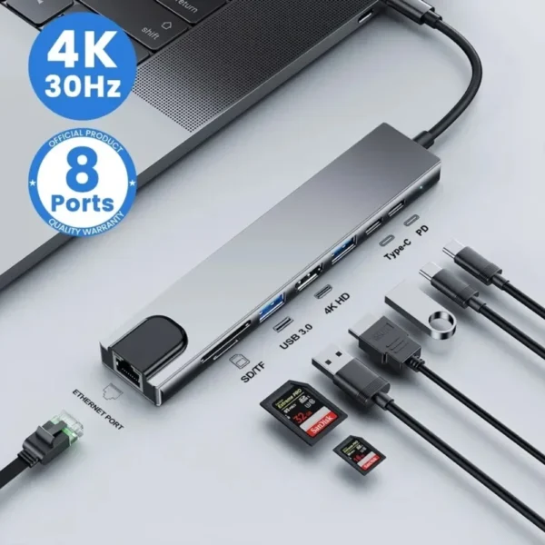 USB C HUB Type C Splitter Thunderbolt 3 Docking Station Laptop Adapter With For Macbook Air M1 iPad Pro