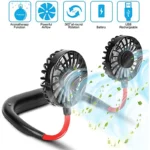 Best Seller Wearable Leafless Fan USB Rechargeable Bladeless Cooling Mini Foldable Portable Travel Sports Neck Fan - Image 3