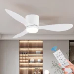 IRALAN Ceiling Fan With Light, 6-speed choice, Reversible DC motor, 3CCT, Dimmable, Whisper, Easy Install, black/White/Wood