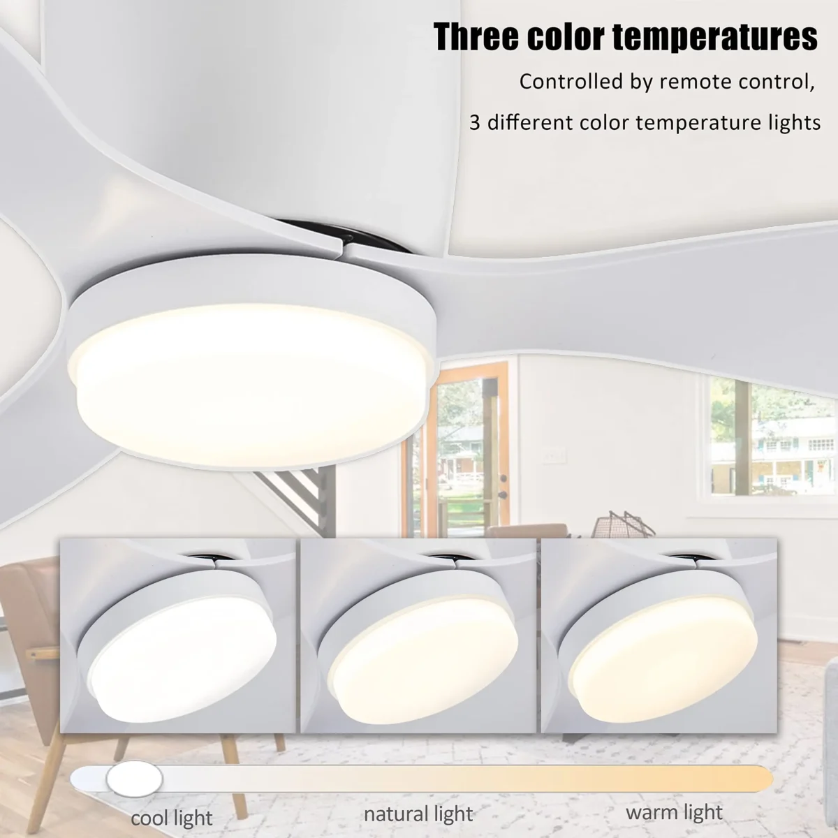 IRALAN Ceiling Fan With Light, 6-speed choice, Reversible DC motor, 3CCT, Dimmable, Whisper, Easy Install, black/White/Wood - Image 3