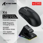 Attack Shark X6 Bluetooth Mouse , PixArt PAW3395, Tri-Mode Connection, RGB Touch Magnetic Charging Base, Macro Gaming Mouse - Image 2
