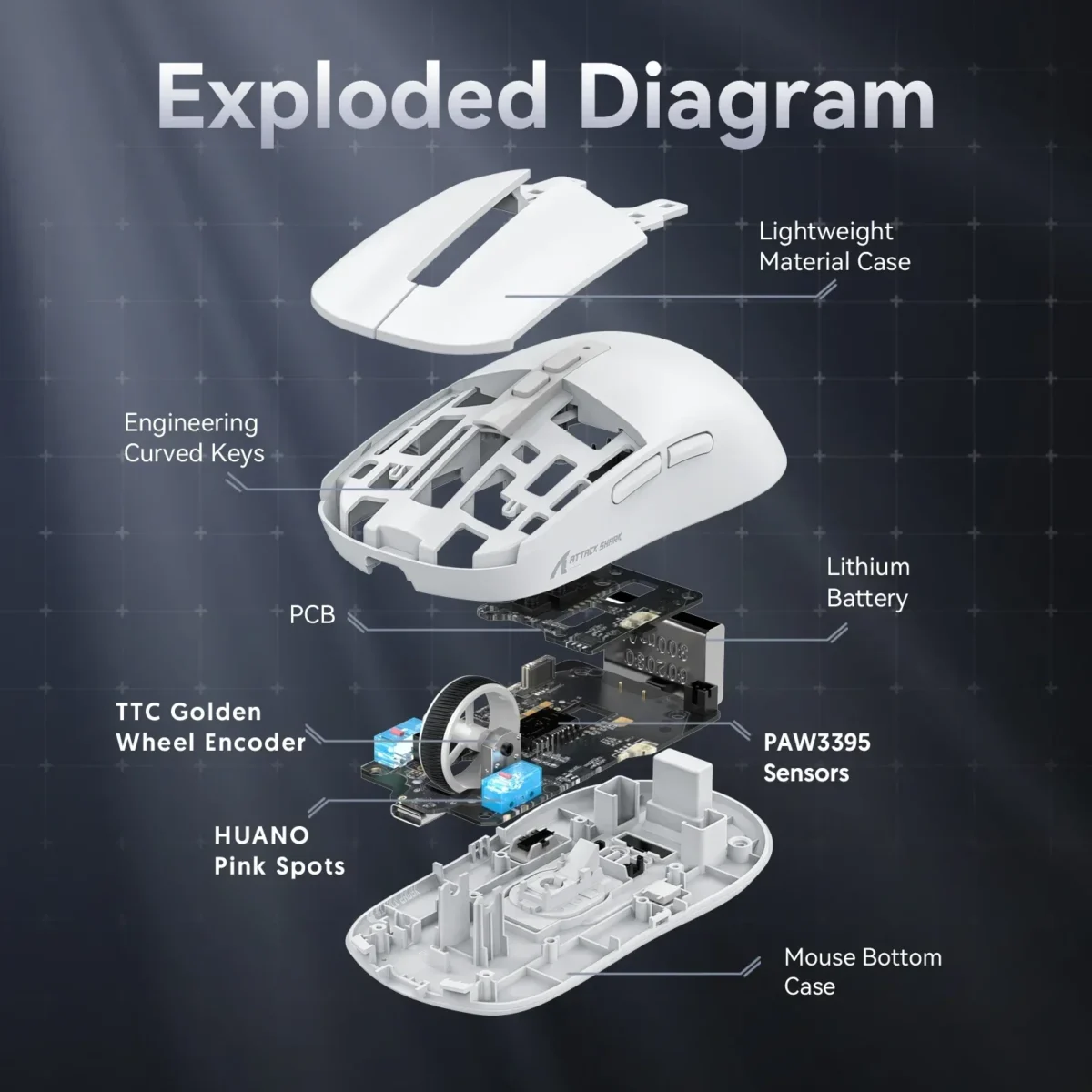 Attack Shark X6 Bluetooth Mouse , PixArt PAW3395, Tri-Mode Connection, RGB Touch Magnetic Charging Base, Macro Gaming Mouse - Image 6
