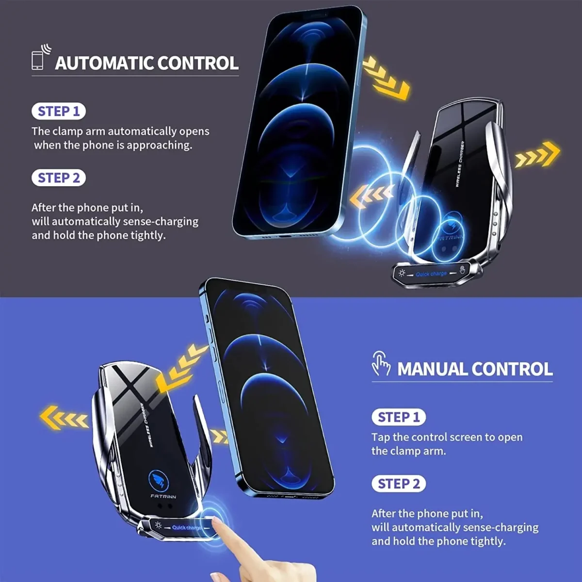 Wireless Charger Car Phone Holder Stand 15W Fast Charging Station For iPhone Xiaomi Samsung Huawei Magnetic Wireless Car Charger - Image 4