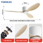 FUMANJIA Ultra-Thin DC Ceiling Fan with Remote - 6-Speed Silent, 3 ABS Blades, Ideal for Low Ceilings & Minimalist Spaces - Image 6
