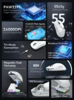 Attack Shark X6 Bluetooth Mouse , PixArt PAW3395, Tri-Mode Connection, RGB Touch Magnetic Charging Base, Macro Gaming Mouse - Image 3