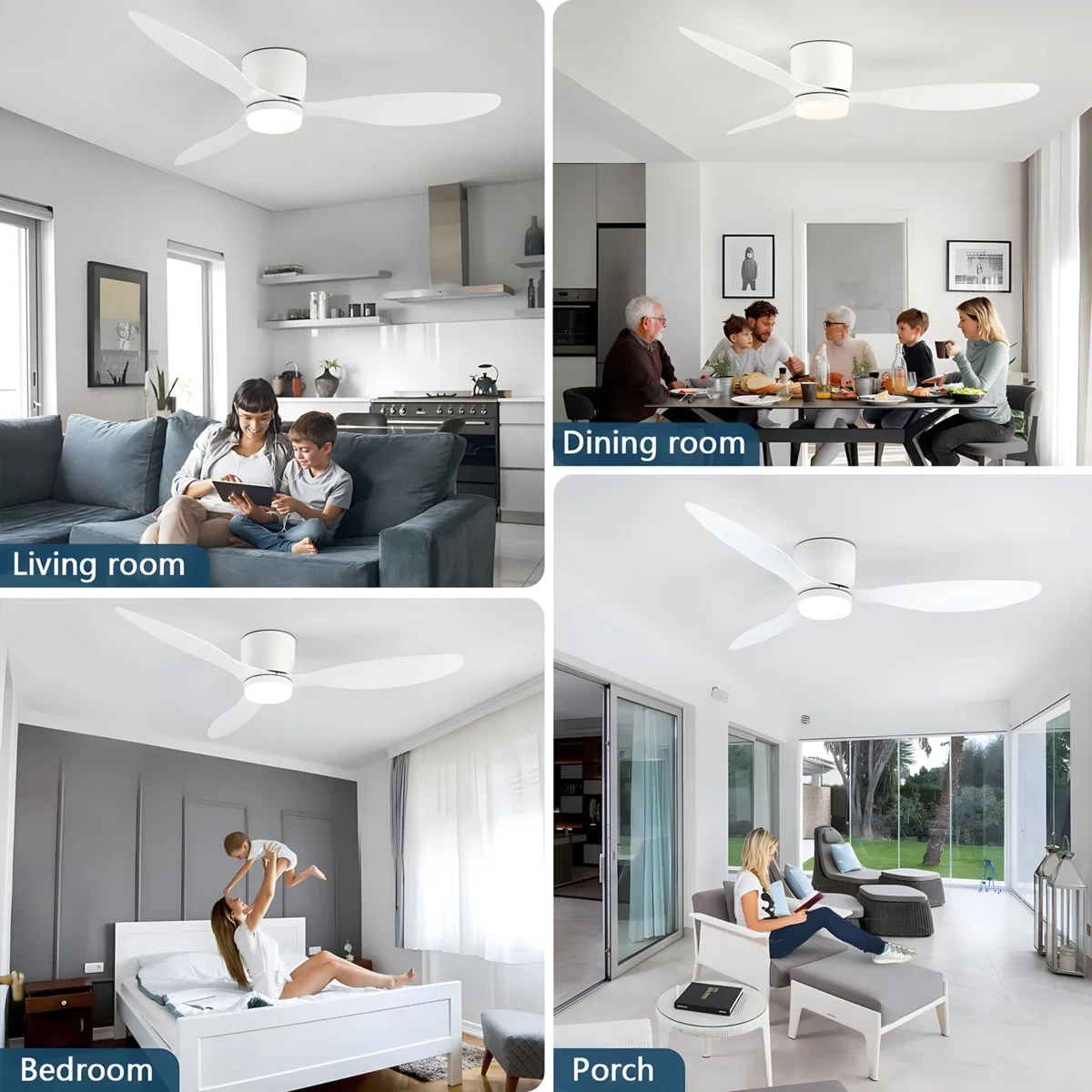 IRALAN Ceiling Fan With Light, 6-speed choice, Reversible DC motor, 3CCT, Dimmable, Whisper, Easy Install, black/White/Wood - Image 4