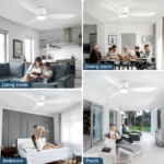 IRALAN Ceiling Fan With Light, 6-speed choice, Reversible DC motor, 3CCT, Dimmable, Whisper, Easy Install, black/White/Wood - Image 4